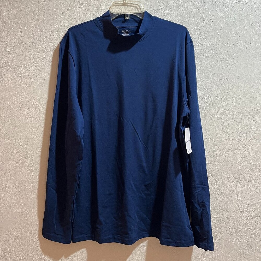 JOCKEY Men's Blue Long-Sleeve Mock Neck Base Layer Top/Shirt - Size XL